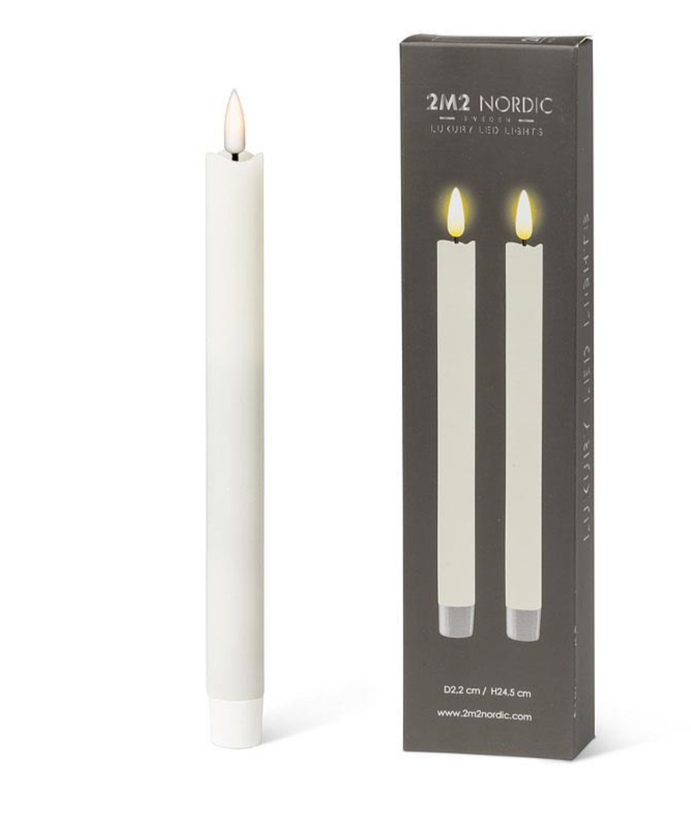 LED Taper Candle. Set of 2 - WHITE
