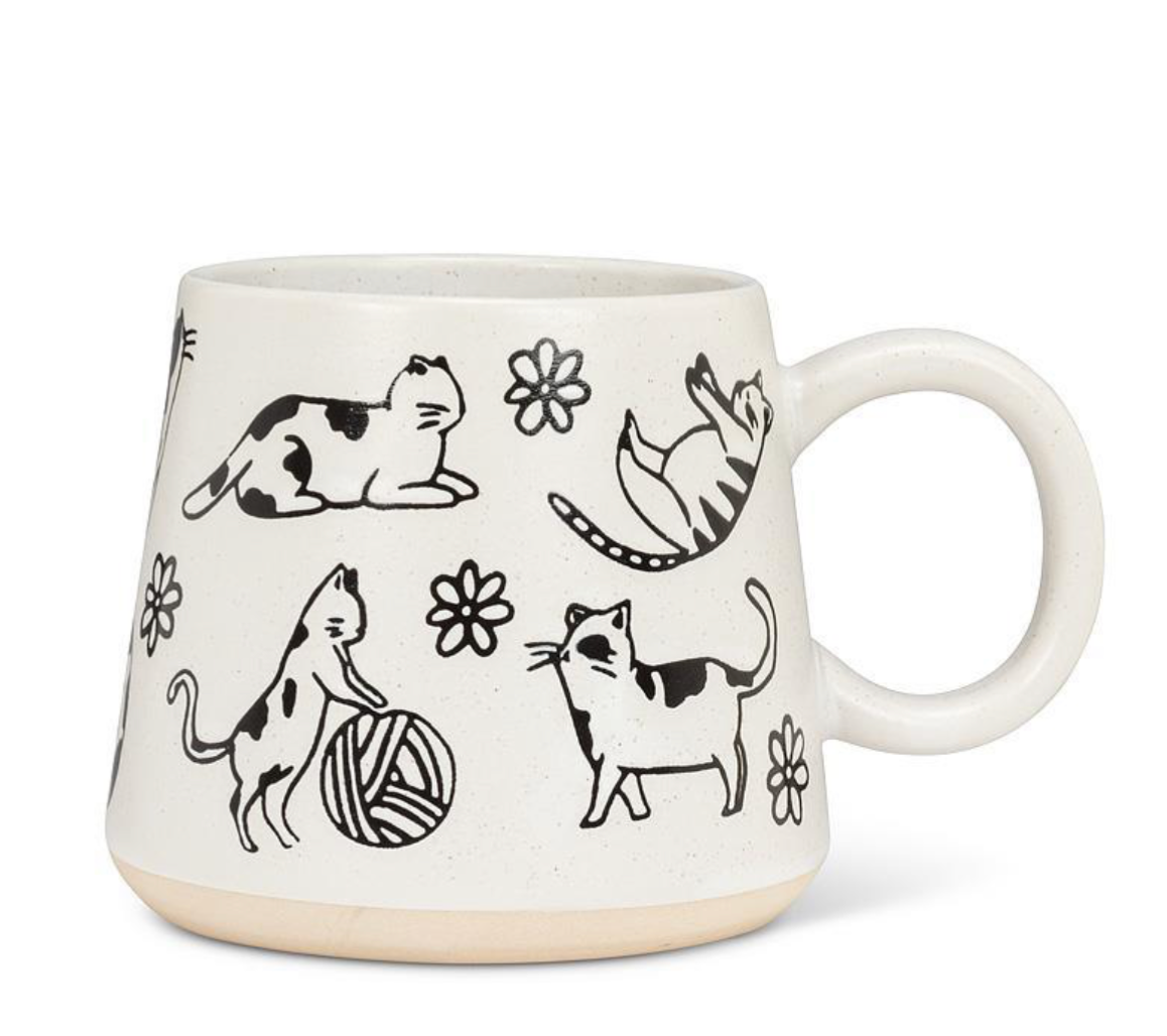 Oversized Mug with Cat Drawings