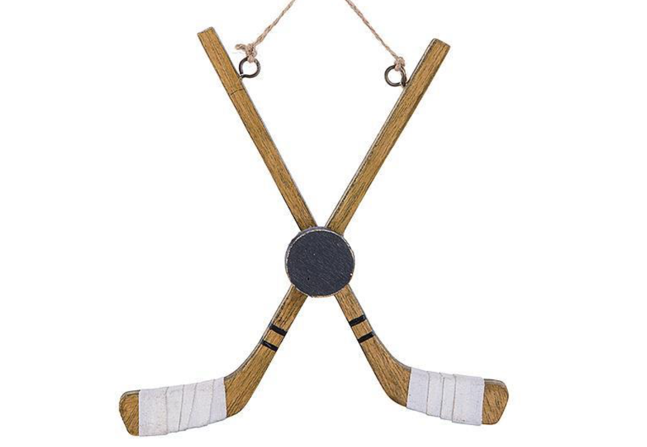 Crossed Hockey Stick & Puck Ornament