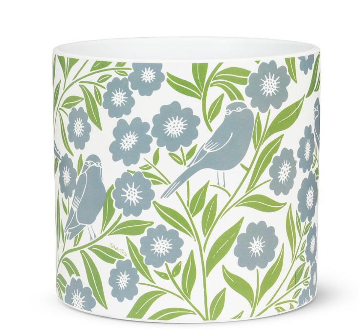 Large Leaves & Birds Planter