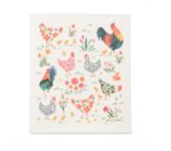 Rooster and Hens Swedish Dishcloths