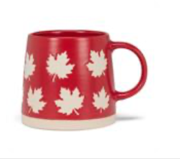 Wide Base Mug With Maple Leaves