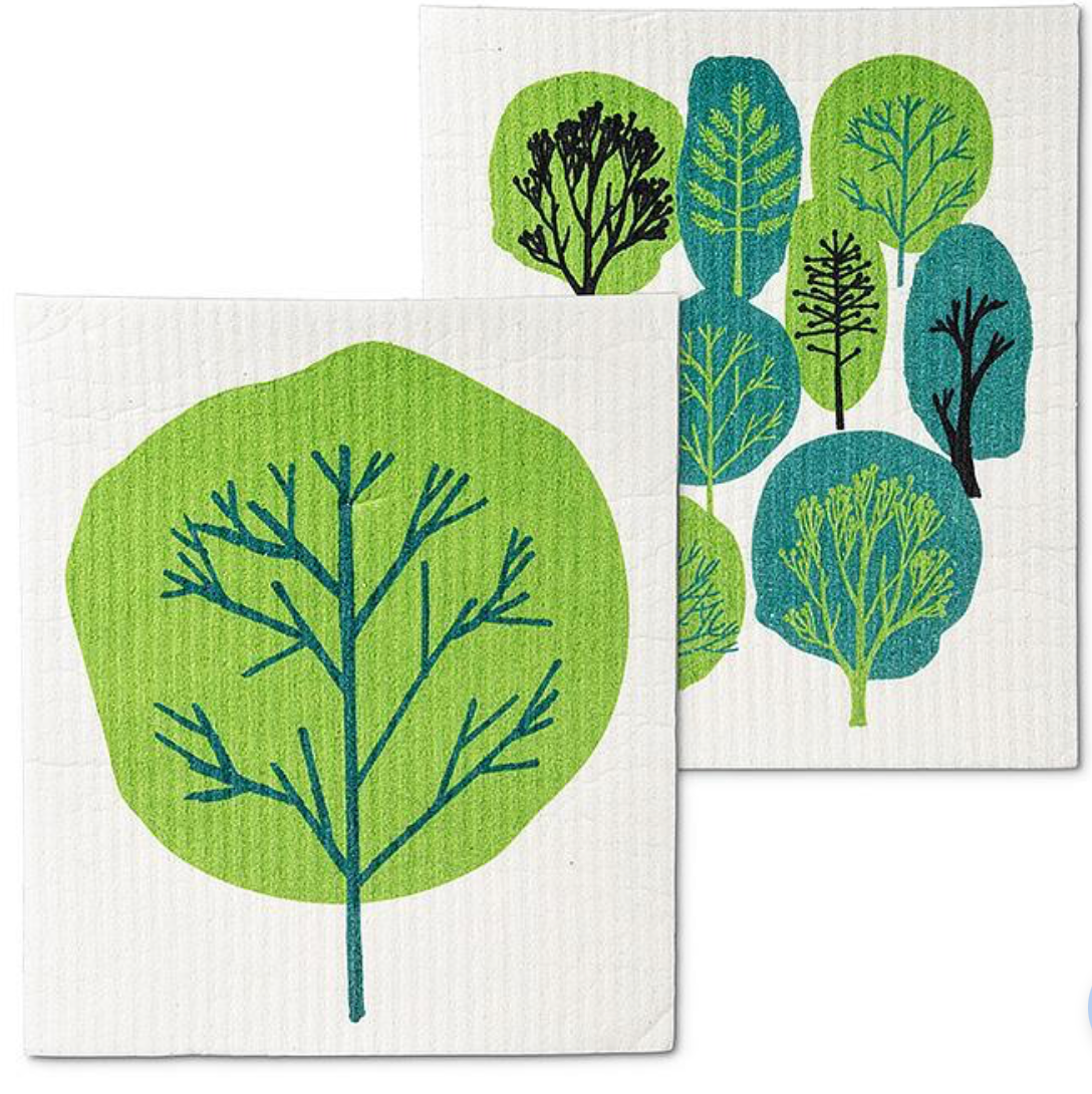 Allover Trees Dish Cloth. Set of 2