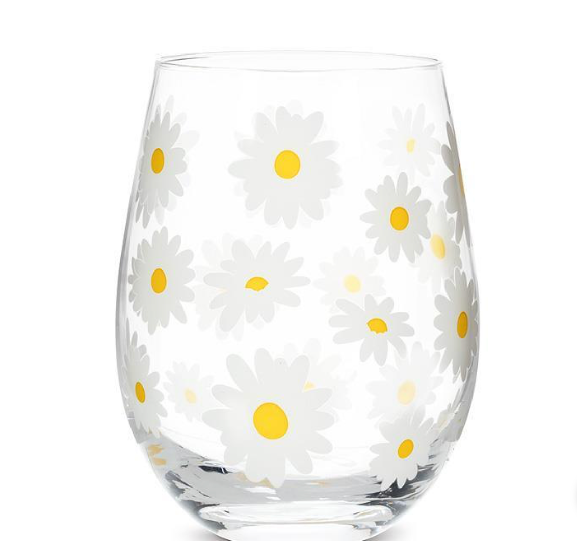 Daisies Stemless Wine Glass