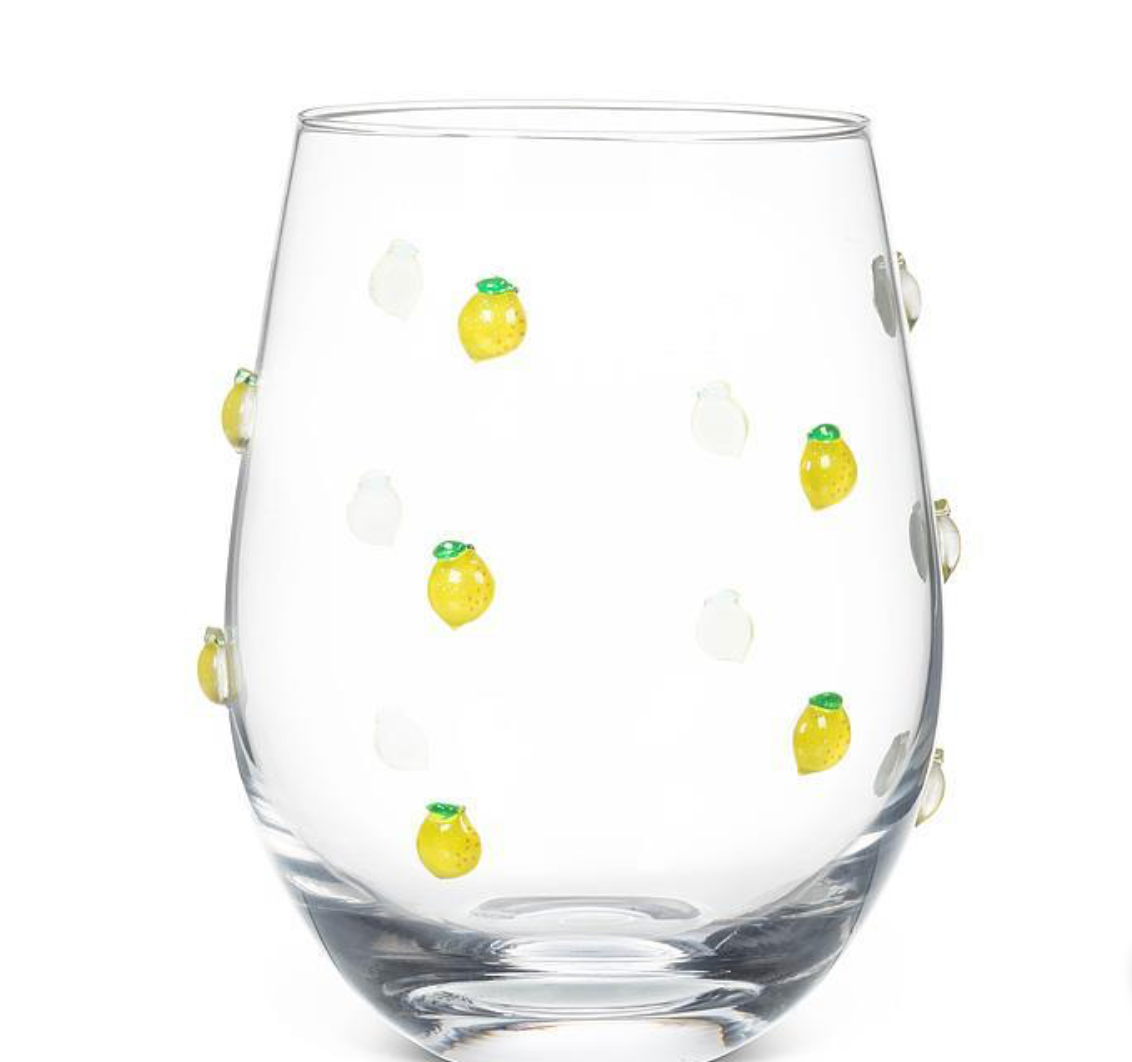 Stemless Wine Glass with Lemons