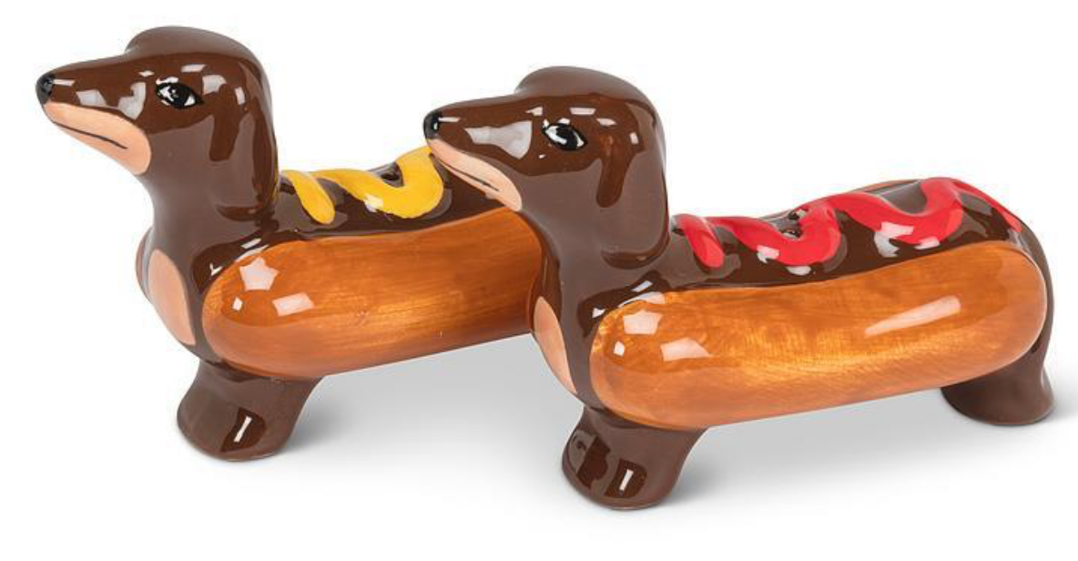 Dachshunds in Hot Dogs Salt and Pepper Shakers