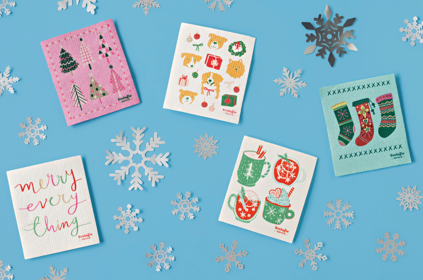 Cozy Cups Christmas Swedish Dishcloth