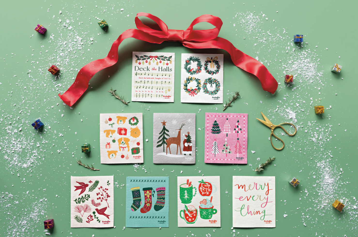 Cozy Cups Christmas Swedish Dishcloth