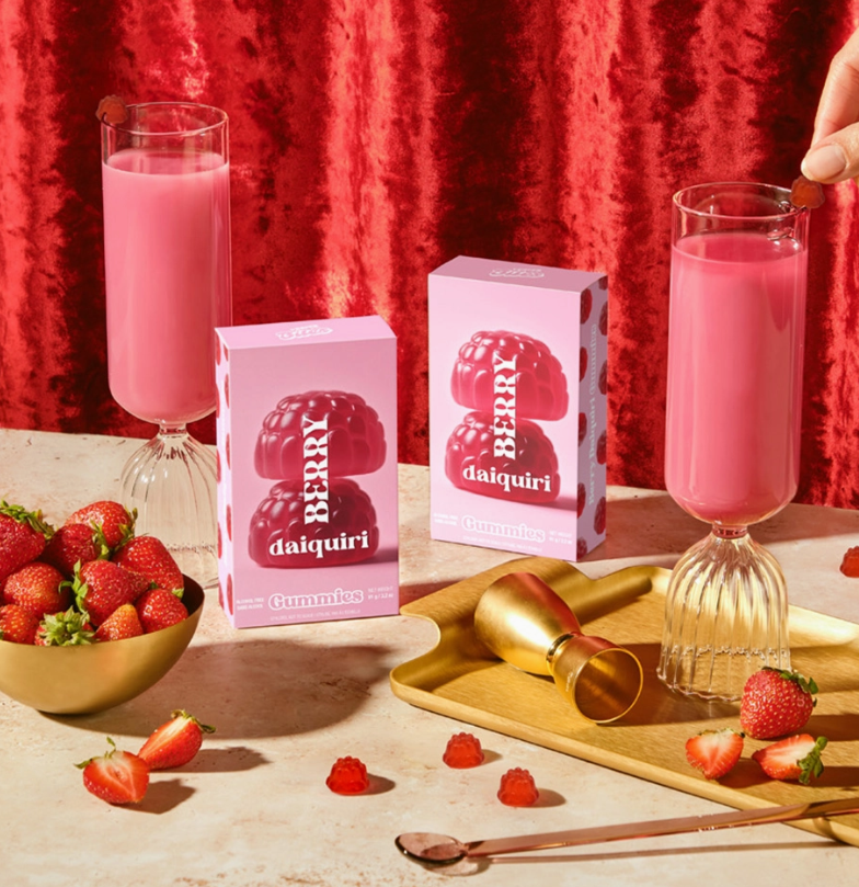 Berry Daiquiri Gummies, Chewy Candies, Alcohol-Free